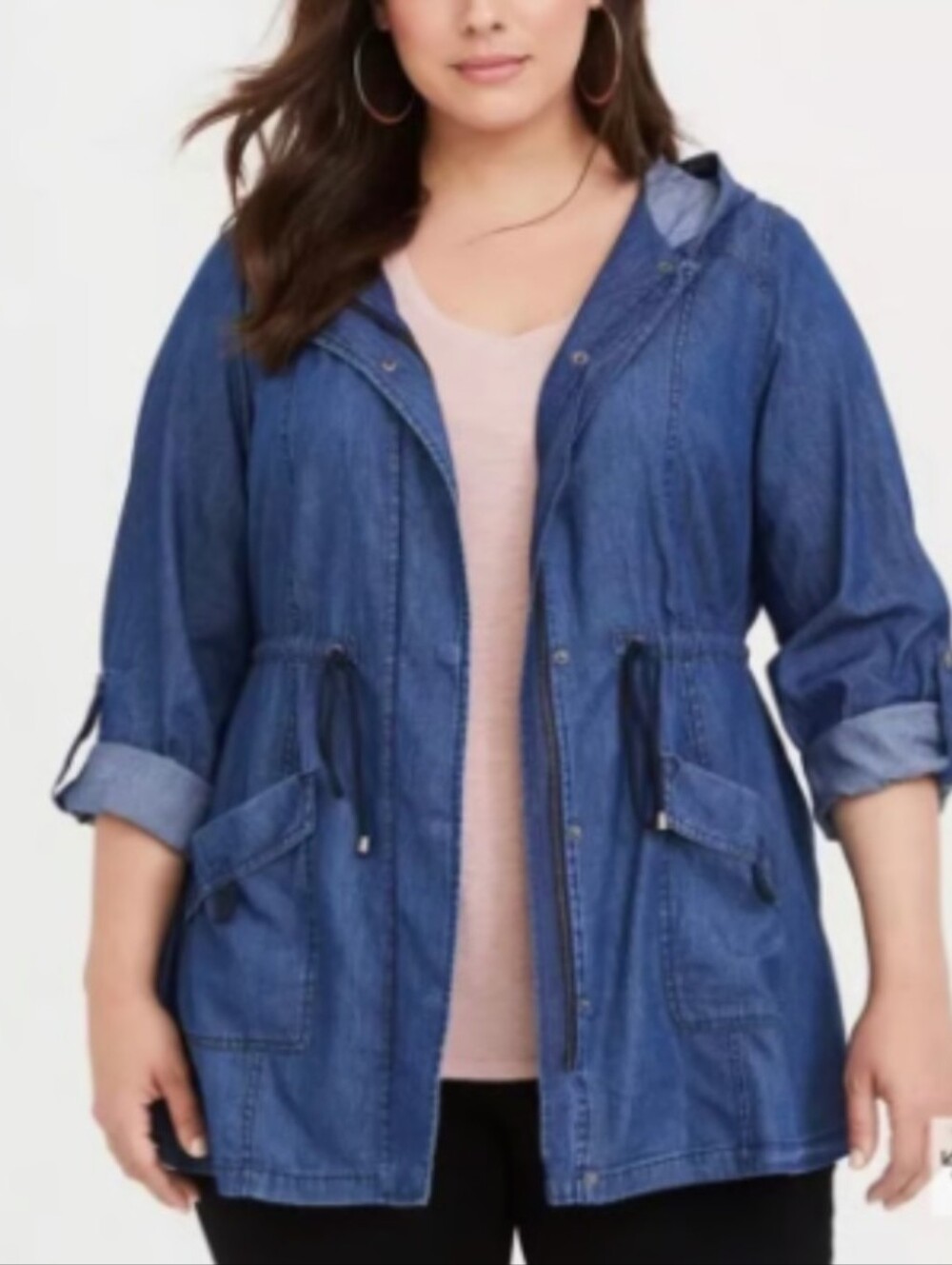 Torrid Denim Utility Hooded Jacket. Torrid Size 3
